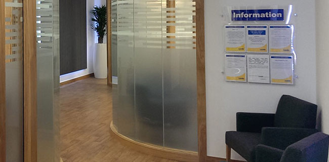 A photo of the interior of the Colchester branch of Leeds Building Society