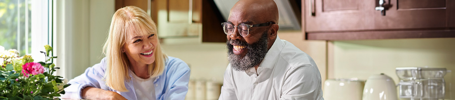 Two people laughing