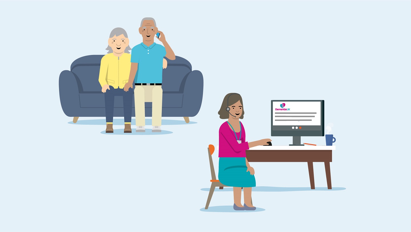 people sat on sofa calling the mobile support centre
