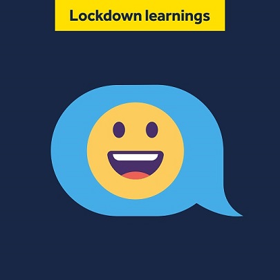 Animated image of an online message with a smiley face
