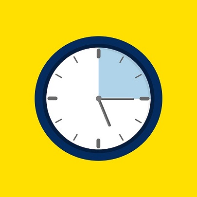 Animated image of a clock highlighting 15 minutes