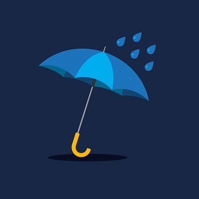 Animated image of rain falling on an umbrella
