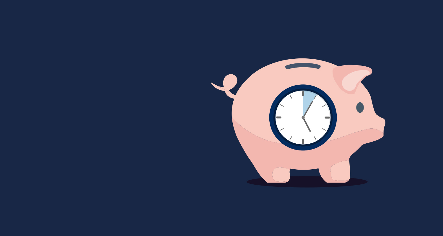 Animated image of a piggy bank and a clock
