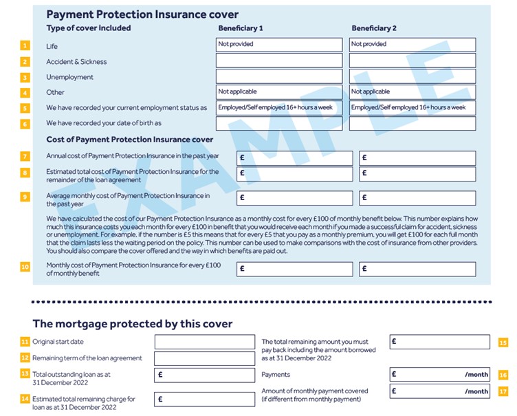 sample mortgage payment protection insurance form