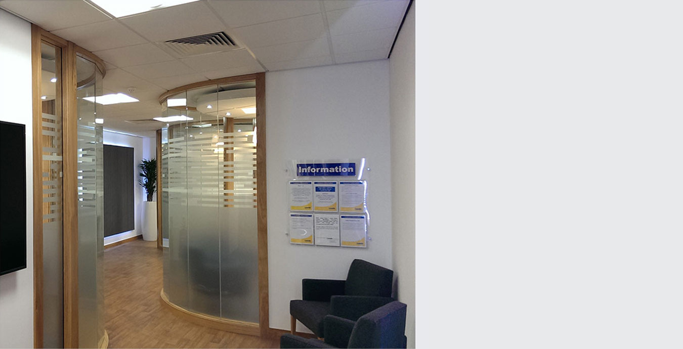 A photo of the interior of the Colchester branch of Leeds Building Society