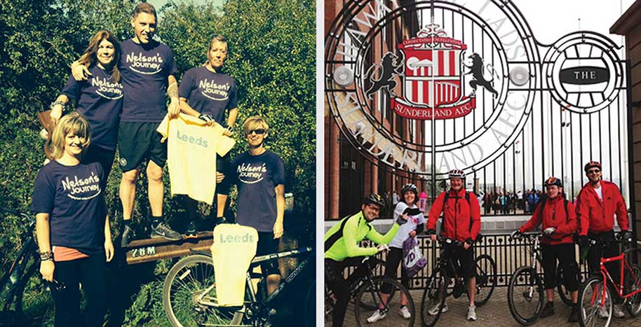 A group of people wearing matching 'Nelson's Journey' t-shirts