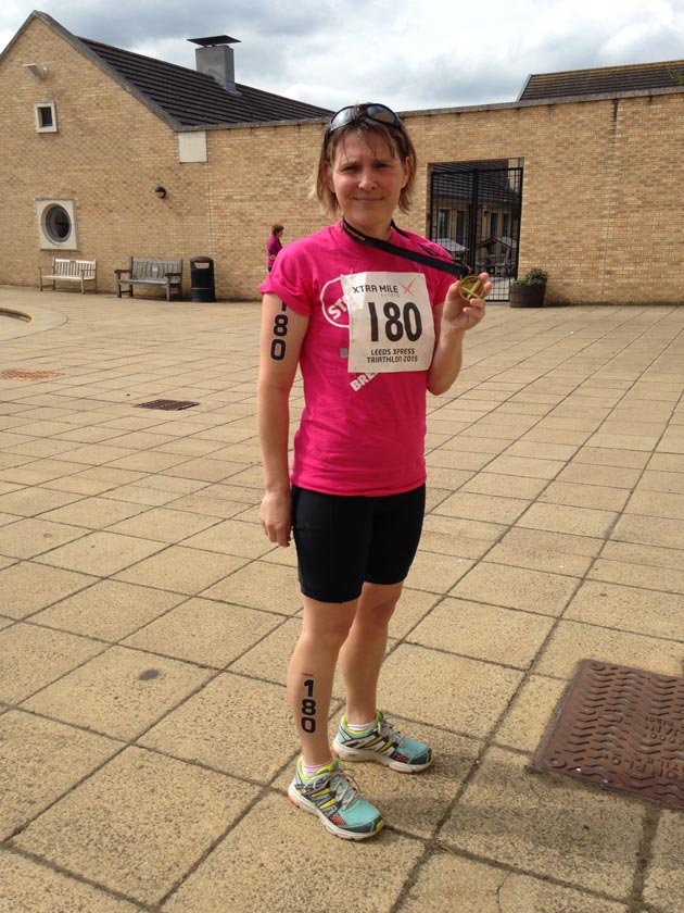 Janet Lightfoot following the Leeds Xpress Triathlon.