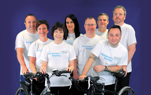 A picture of eight of the Coast to Coast cyclists. &lt;br&gt;  Back row (L-R): &lt;strong&gt;Graham Binns&lt;/strong&gt;, &lt;strong&gt;Victoria Zielonko&lt;/strong&gt;, &lt;strong&gt;Andrew Medling&lt;/strong&gt; and &lt;strong&gt;Chris Ord&lt;/strong&gt;. &lt;br&gt;  Middle row: &lt;strong&gt;Bev Nugent&lt;/strong&gt; and &lt;strong&gt;Richard Neal&lt;/strong&gt;. &lt;br&gt;  Front row: &lt;strong&gt;Karen Duff&lt;/strong&gt; and &lt;strong&gt;Simon Newton&lt;/strong&gt;. &lt;br&gt;  