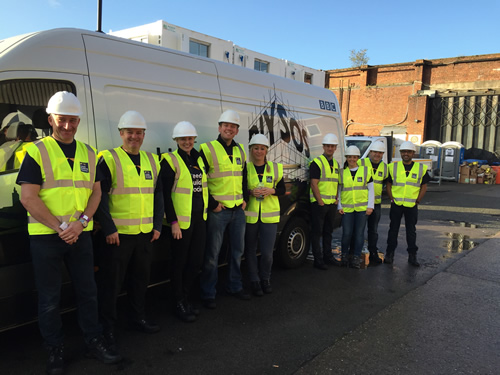 Pictured (L-R)are:<br> Robin Greenwell, Andy Medling, Heidi Deaton, Rob Clarke, Rebecca Snape, Richard Patterson, Claire Richardson, Graham Binns and Pav Padam, the nine volunteers from Leeds Building Society’s mortgage school of excellence.