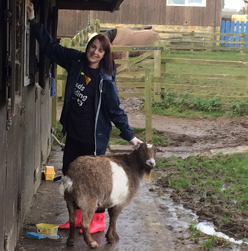 Laura Connolly and Stitch the goat