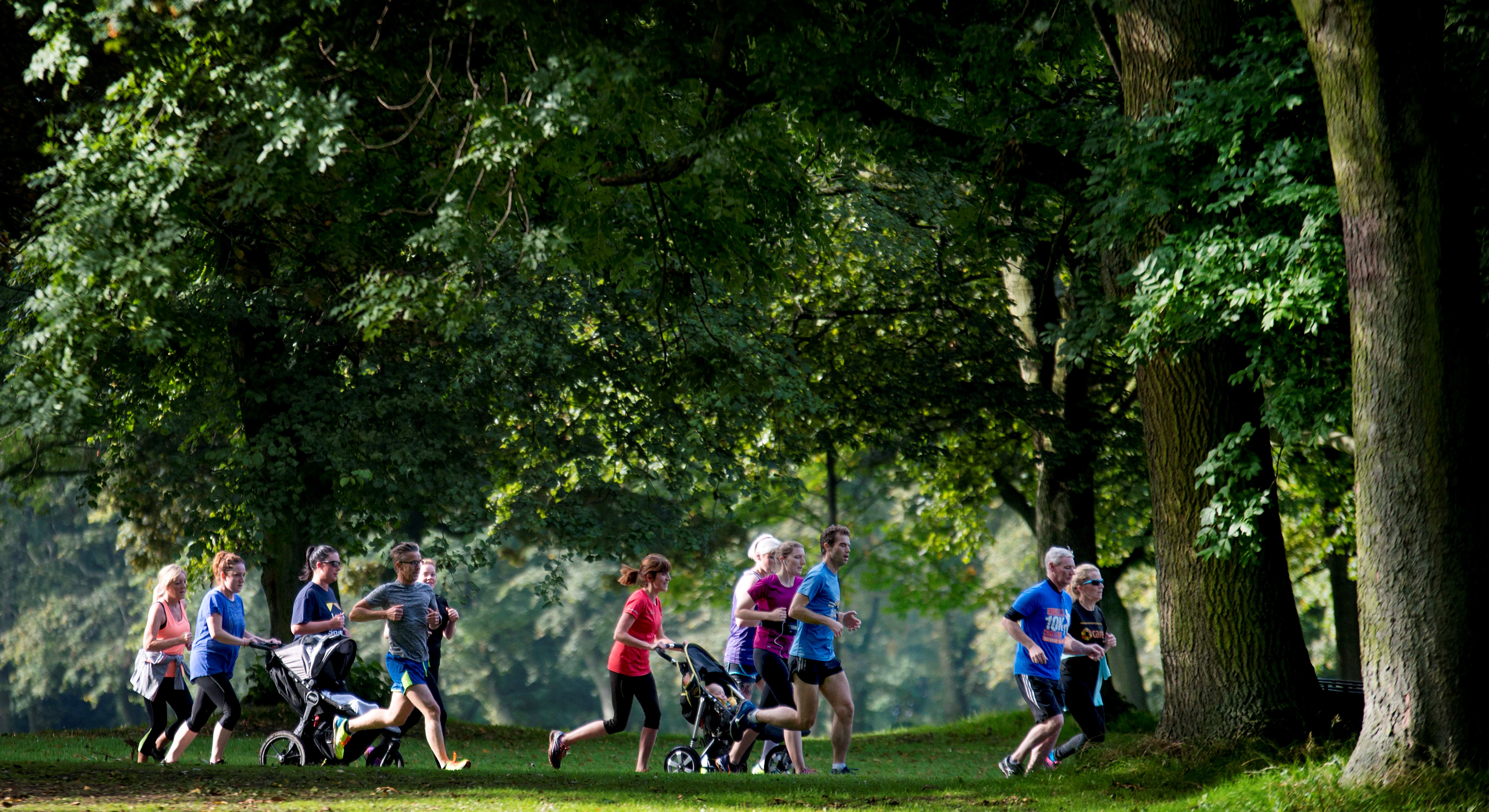 parkrun participants running in park